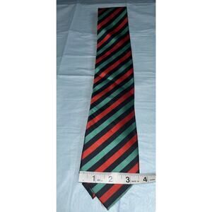 MenZ GGG Men’s Neck Tie. 63” 3 1/2” Made In China Black Red Green Striped